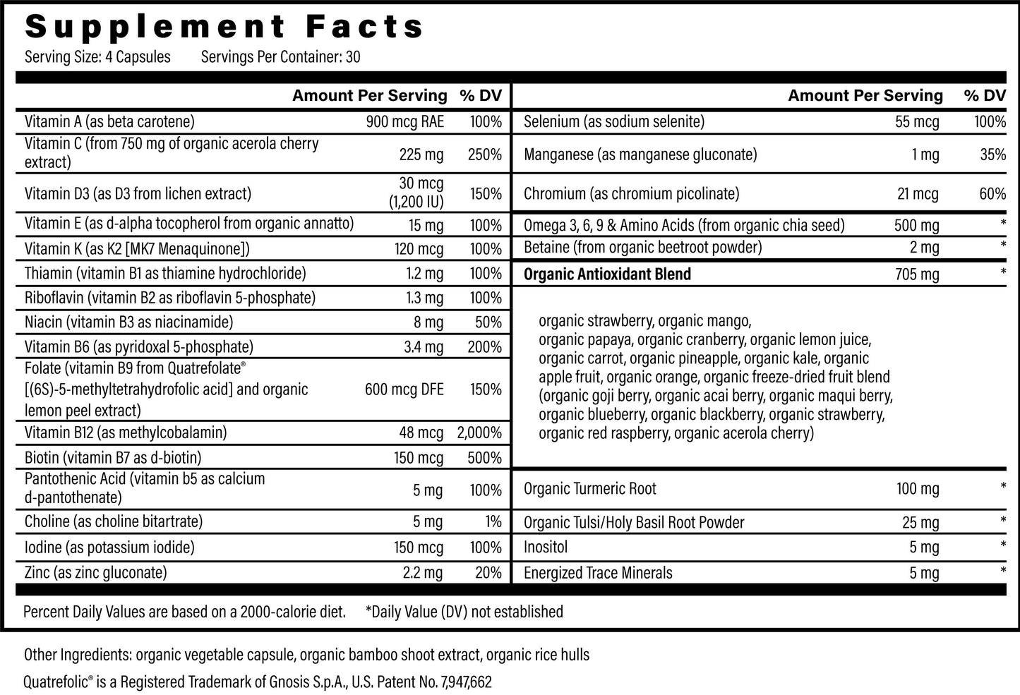 Multivitamin with Minerals: Certified Organic, Plant-Based 30+ Vitamins & Minerals