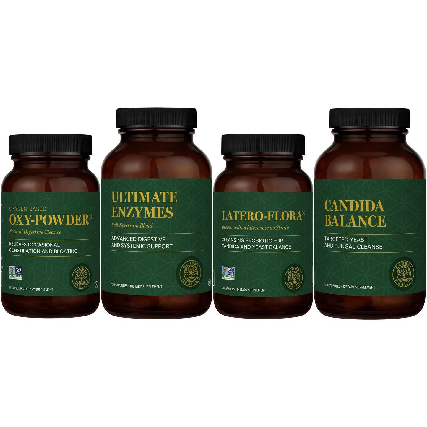 Candida Support Bundle: Powerful Bundle Includes Oxy-Powder®, Ultimate Enzymes, Latero-Flora™, & Candida BalancI