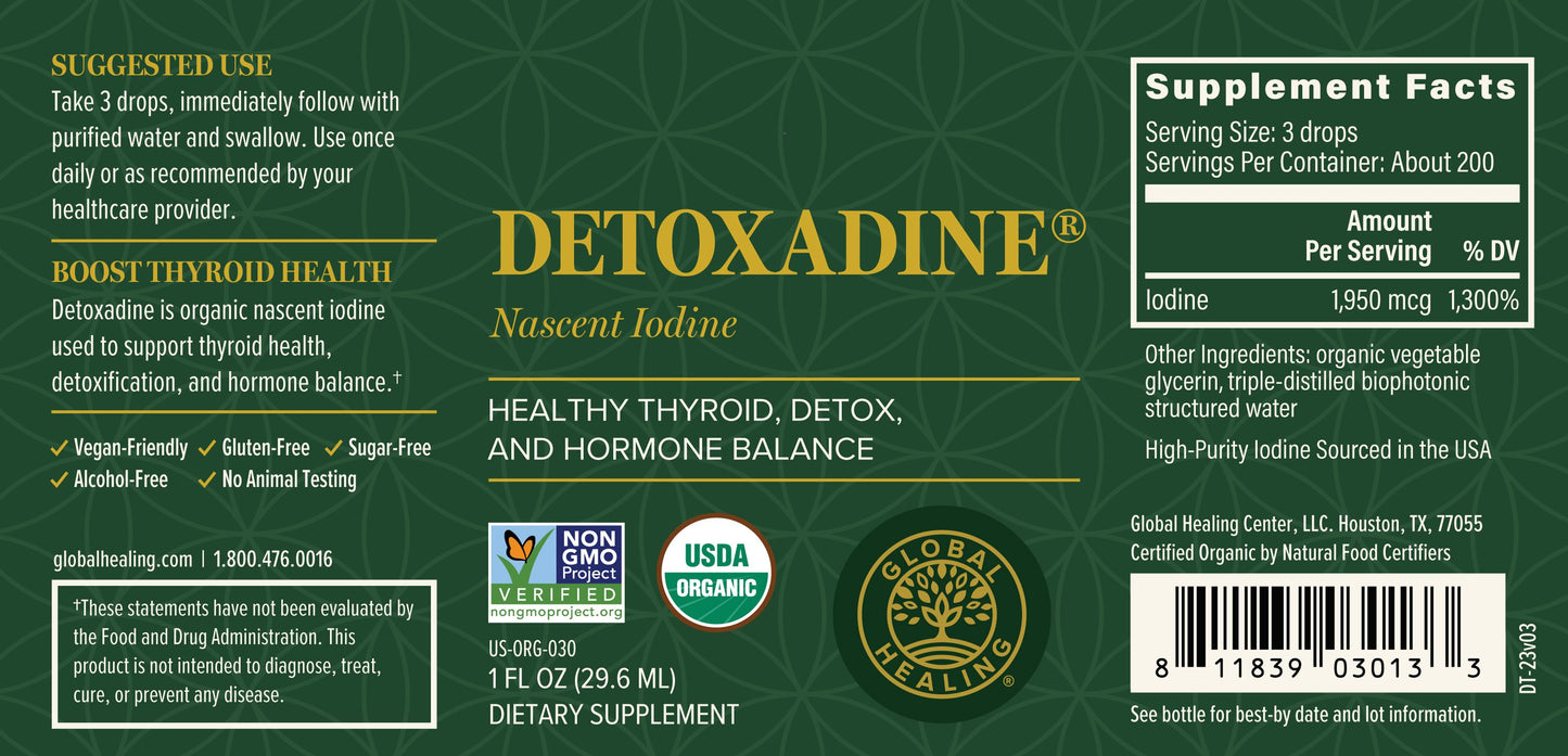 Detoxadine®: Purest & Most Concentrated Form (1,950 Micrograms/Serving) Nascent Iodine, Essential For Optimal Thyroid Function & Metabolism