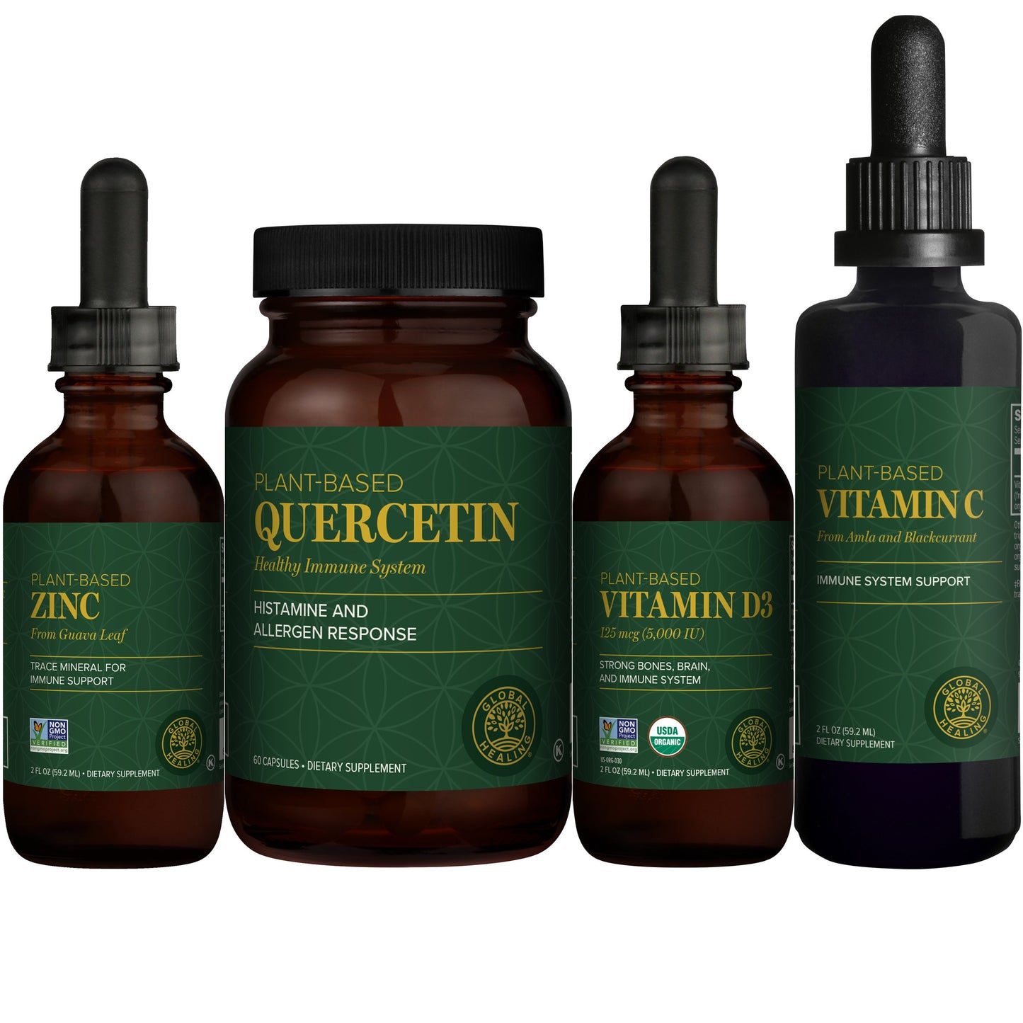 Immune Support Bundle: Powerful Combination Of Zinc, Quercetin, Vitamin C, and Vitamin D3