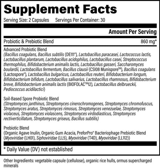 Ultimate Probiotic: 24 Probiotic Strains, 12 Soil-Based Microorganism Strains, & Advanced Probiotic Blend Delivering 100 Billion CFUs/Serving