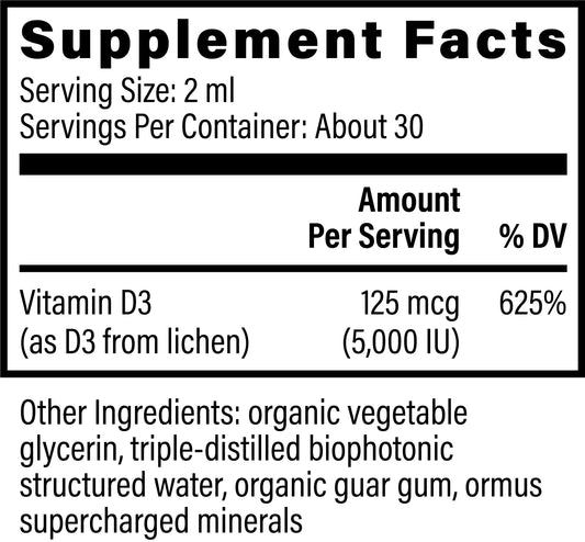 Vitamin D3 5000 IU Liquid: Enhanced Formula Strong Bones, Brain, & Immune System Support