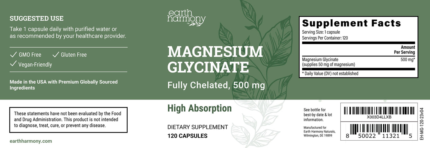 Magnesium Glycinate: High-Absorption Chelated Formula Crafted For Optimal Effectiveness While Gentle On The Stomach