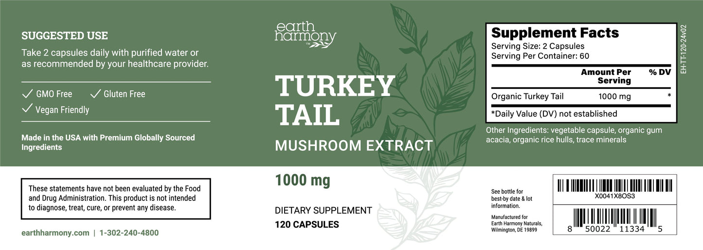 Turkey Tail: Mushroom Extract, Antioxidant, Boost Immune Function, Fights Free Radicals, & Promotes Healthy Gut Microbiome