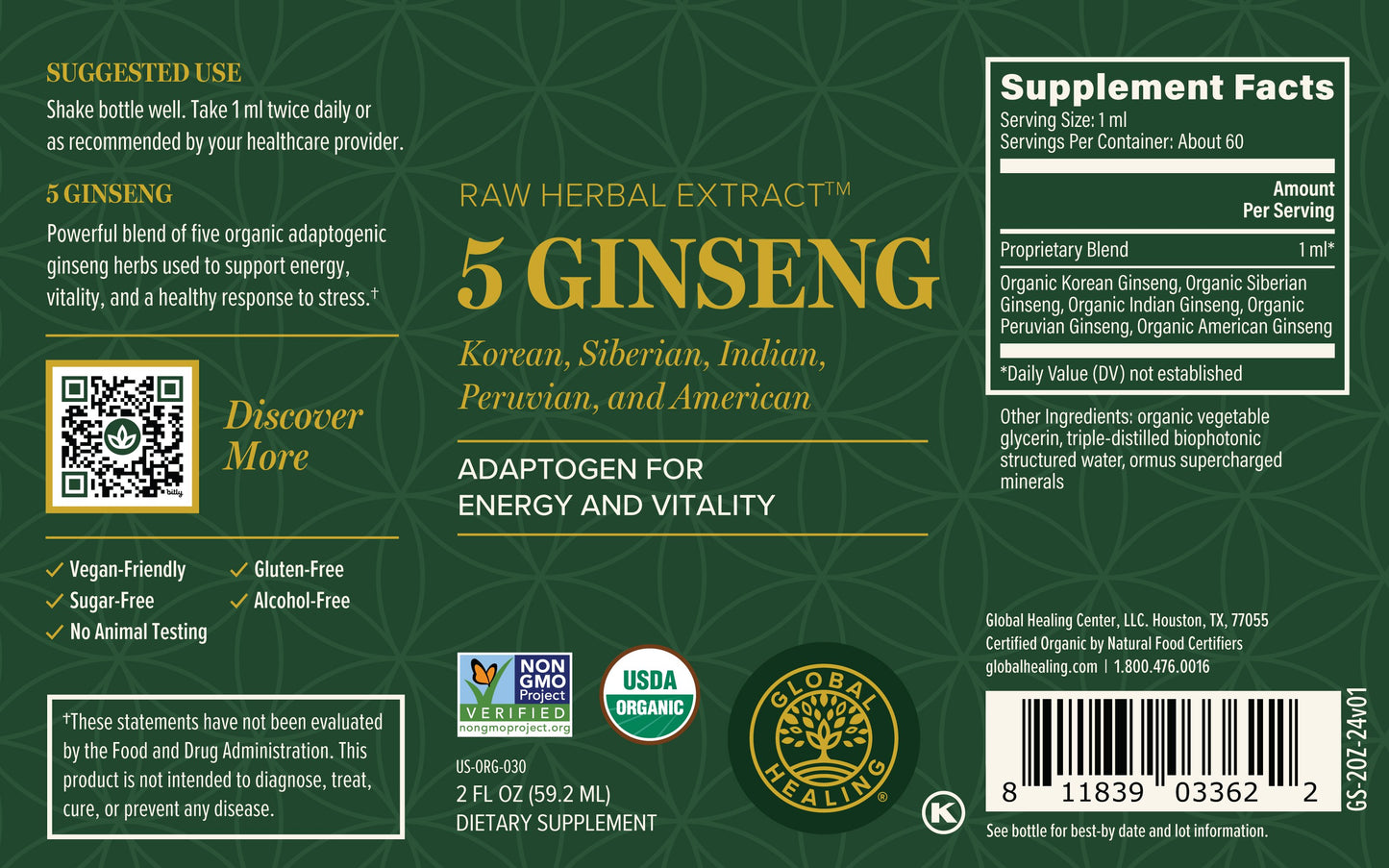 Ginseng: 5 Organic Adaptogenic Herbs For Comprehensive Energy & Cognitive Benefits