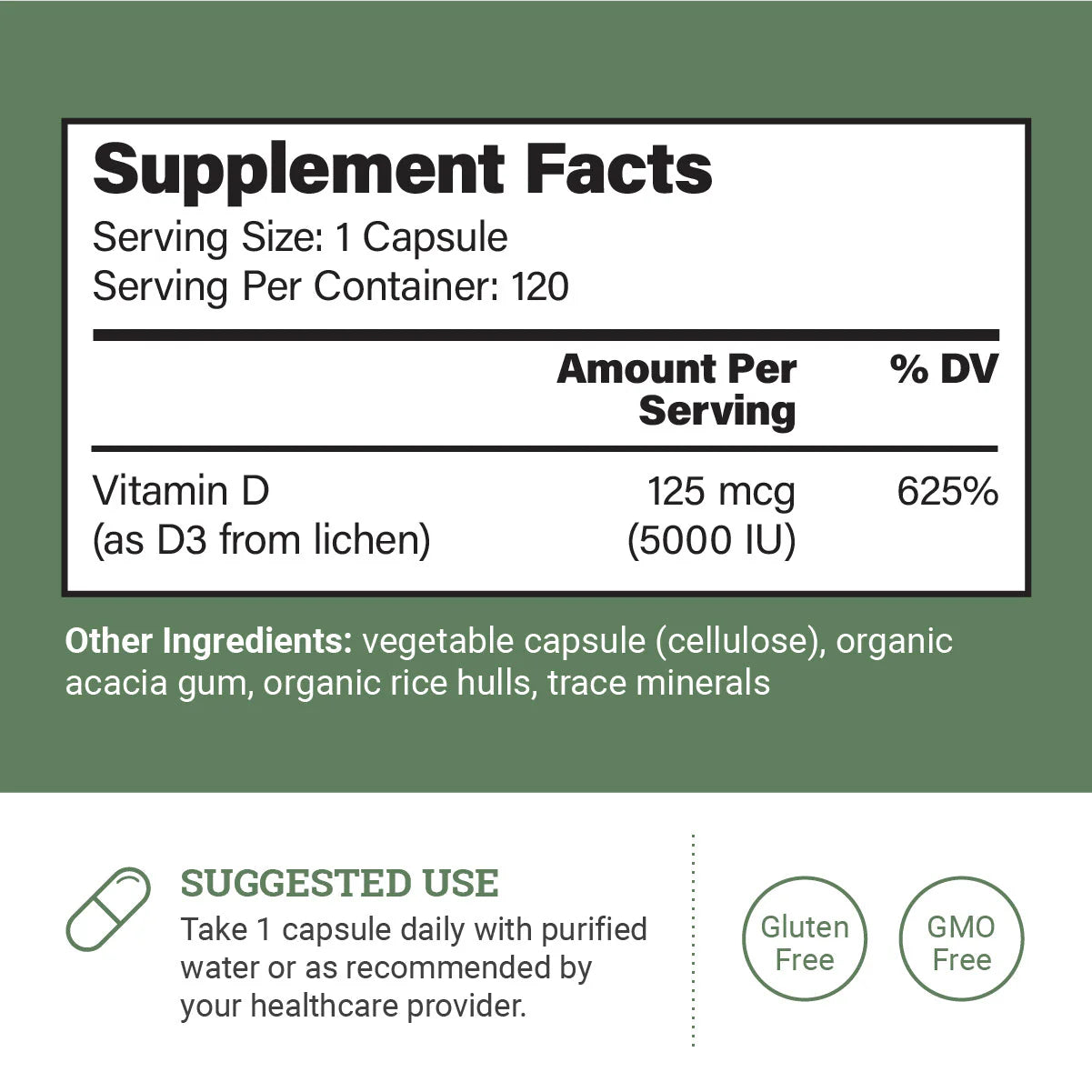 Vitamin D3 5000 IU Capsules: Strong Bones, Brain, & Immune System Support