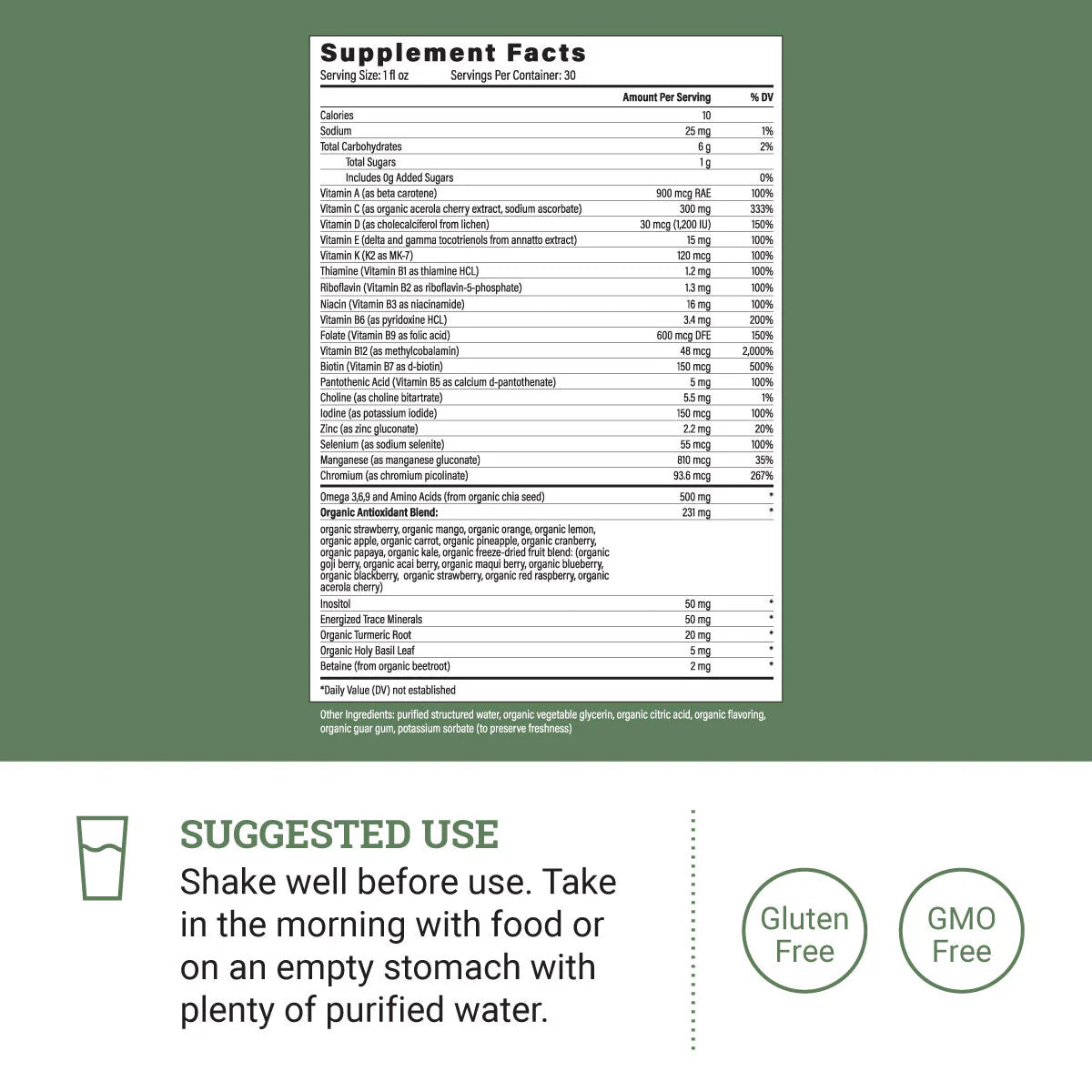 Multivitamin With Minerals: Liquid Powerful Blend Of Over 15 Organic Fruits & 30+ Essential Vitamins And Minerals