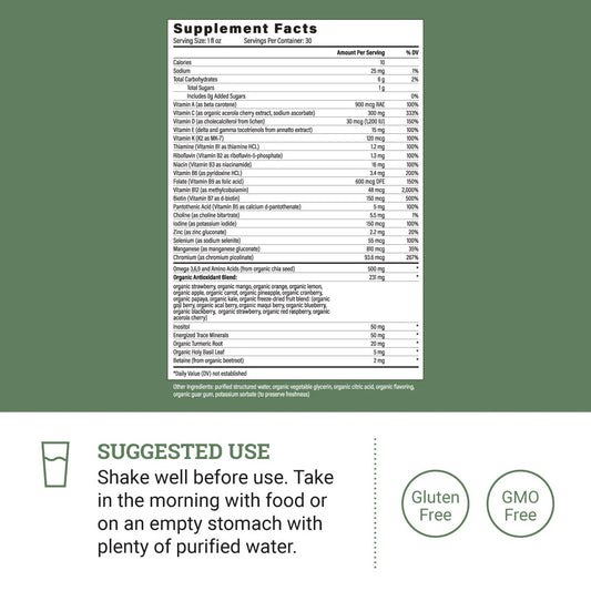 Multivitamin With Minerals: Liquid Powerful Blend Of Over 15 Organic Fruits & 30+ Essential Vitamins And Minerals