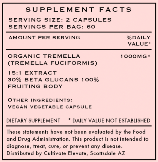 Organic Tremella Mushroom Capsules for Skin Hydration & Beauty Support