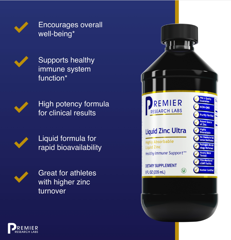 Premier Research Labs | Liquid Zinc Ultra – High-Potency Liquid Zinc for Immune, Skin & Antioxidant Support