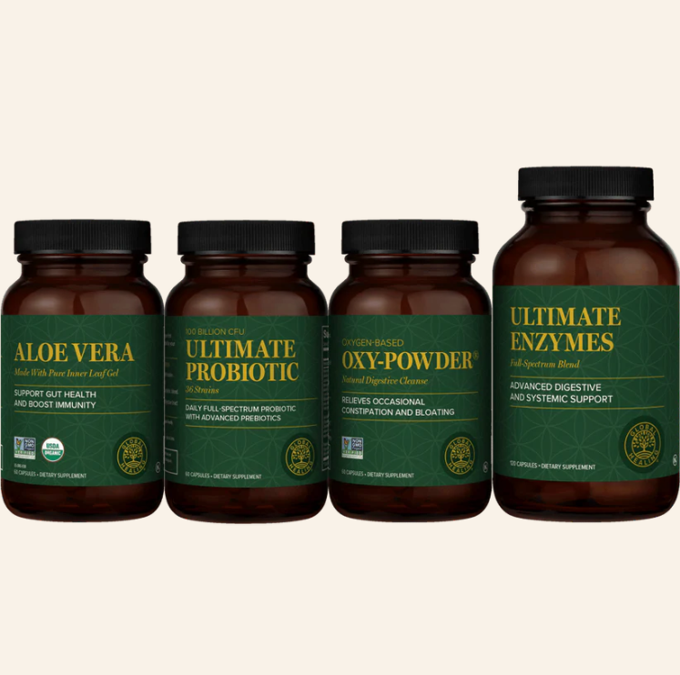 Gut Health Bundle: Oxy-Powder®, Ultimate Probiotic, Ultimate Enzymes, and Aloe Vera