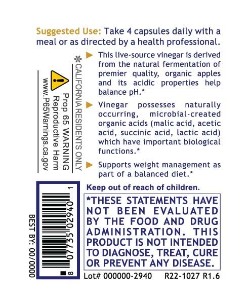 Apple Cider Vinegar, Premier – Organic ACV Capsules for Digestive & pH Support