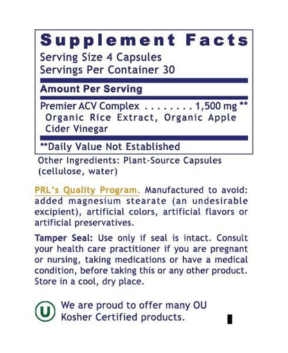 Apple Cider Vinegar, Premier – Organic ACV Capsules for Digestive & pH Support