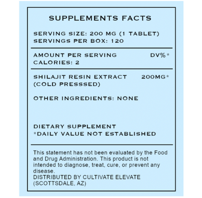 Shilajit Tablets (Cold-Pressed Extract) – 75% Fulvic Acid Mineral Complex for Energy, Detox & Daily Vitality