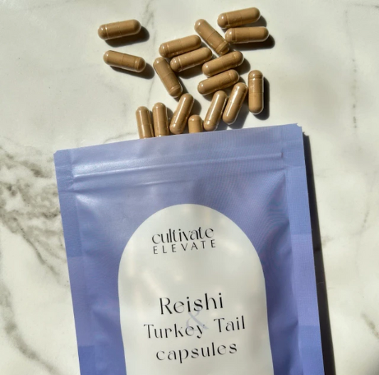 Organic Reishi & Turkey Tail Mushroom Capsules – Immune Support & Adaptogenic Balance