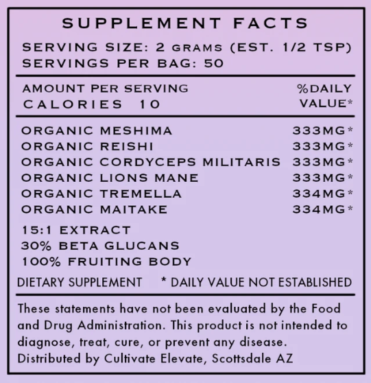 Organic 6 Mushroom Blend Powder – Adaptogenic Superfood for Energy, Immunity & Focus