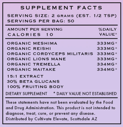 Organic 6 Mushroom Blend Powder – Adaptogenic Superfood for Energy, Immunity & Focus