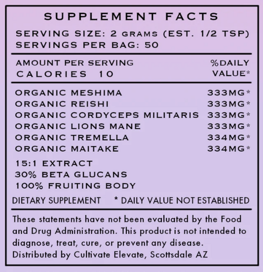Organic 6 Mushroom Blend Powder – Adaptogenic Superfood for Energy, Immunity & Focus