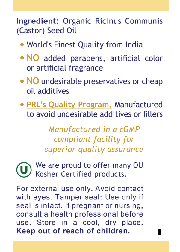 Organic Castor Oil, Premier – Cold-Pressed Castor Oil for Skin & Castor Oil Packs