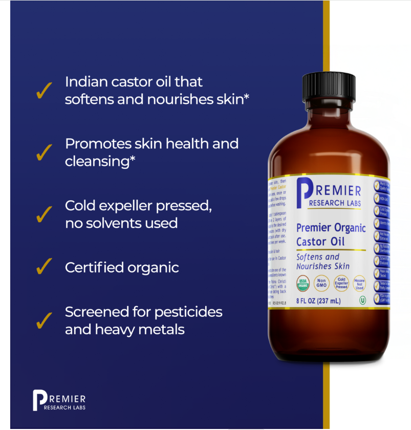 Organic Castor Oil, Premier – Cold-Pressed Castor Oil for Skin & Castor Oil Packs
