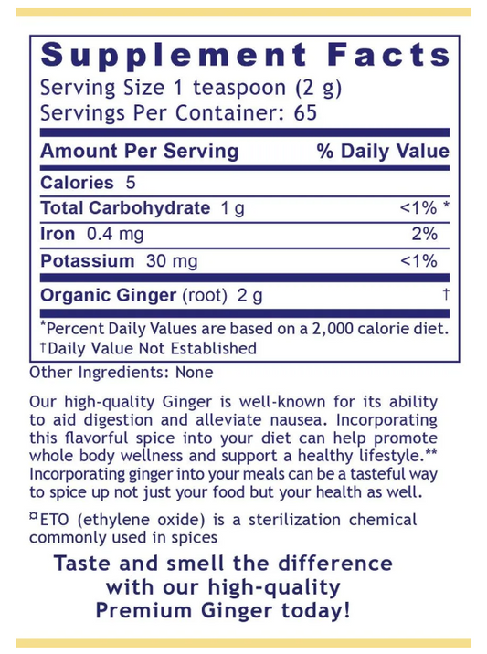 100% Organic Ginger Root Powder | Premier Research Labs