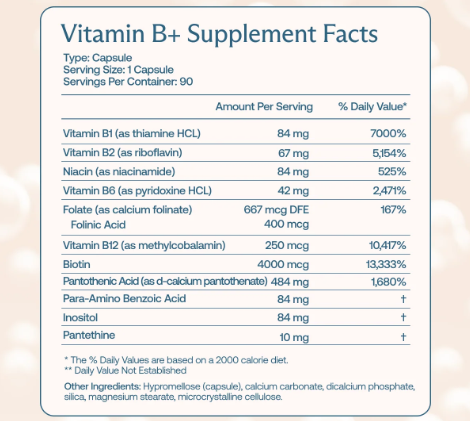 BodyBio Vitamin B+ | High-Potency B-Complex for Energy & Metabolism