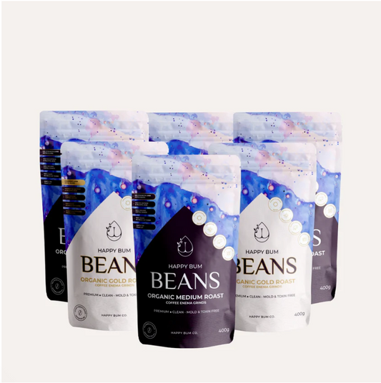Happy Bum Beans - Organic Gold & Medium Roast 6 Pack