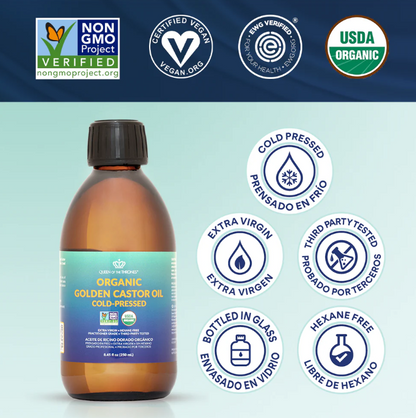 Queen of Thrones | Organic Golden Castor Oil For Hair, Skin, Nails & Castor Oil Packs