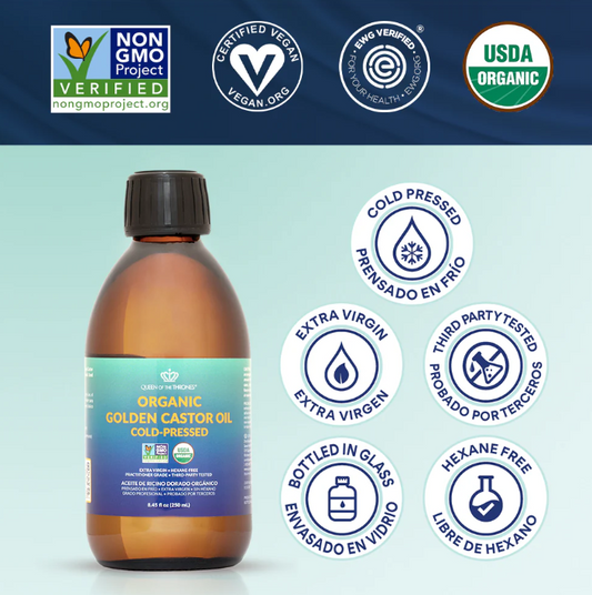 Queen of Thrones | Organic Golden Castor Oil For Hair, Skin, Nails & Castor Oil Packs