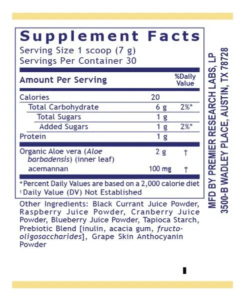 Premier Research Labs Aloe Powder – Mixed Berry Flavor | Digestive Support