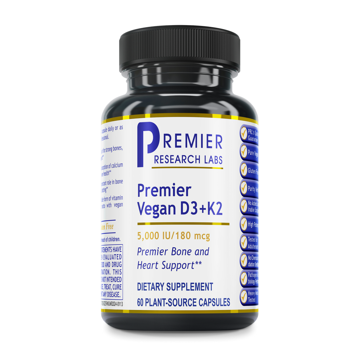 Premier Research Labs Vitamin D3+K2 | 5,000 IU D3 + 180 mcg K2